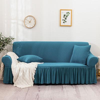 China Sofa Cover North European Single High-grade Thickening Polyester Home Protection Four-Season Sofa Cover With Skirt Lace for sale