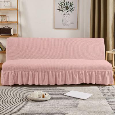 China Factory Direct Supply Foldable Sofa Protector Home Decoration Stretch Polyester Single Sofa Cover With Skirt Lace for sale