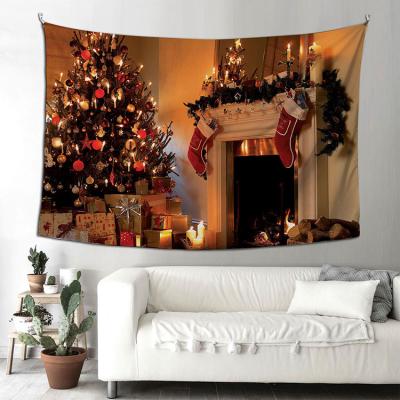 China China Factory Wholesale Simple Fire Background Fabric Wall Hanging Tapestry For Christmas for sale