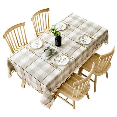 China The Central Institute of Statistics of Northern Europe Northern Europe Embroidered Lattice Cotton Hemp Tablecloth for Home for sale