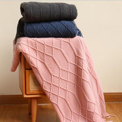 China Simple Modern Simple Modern Super Soft Warm Knitted Waffle Embossed Blanket for sale