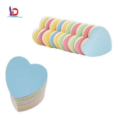 China Loose-Leaf Colorful Auto-Stick Pads 76 76 Mm Heart Shaped Cube Note 100 Sheet Pad for sale