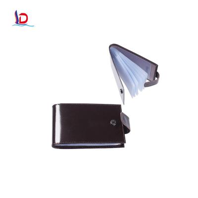 China Printed Pocket Business Card Holder 40 Business Cards Leather Buttons Black Pocket Business Card Holder for sale