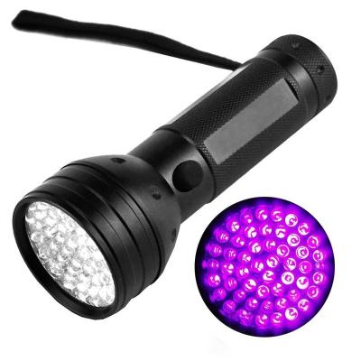 China Portable UV Flashlight 51 LED Ultraviolet Flashlight 395nm Blacklight Ultraviolet Detector for Pet Spots Embed Bug Authenticate Currency and Permits for sale