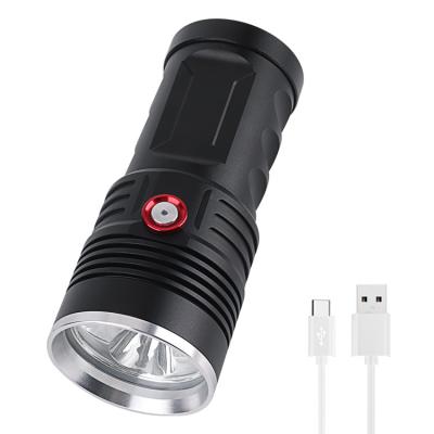 China High Power Rechargeable Flashlight XHP50 High Power 6000 Lumens Type C Charging Waterproof Flashlight IPX5 Waterproof Long Beam Extend LED Torch For Searching for sale