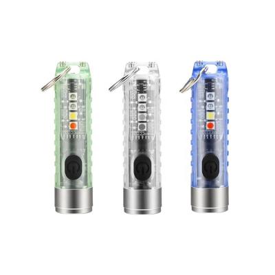 China Rechargeable Mini Keychain Flashlight 400 Lumen Multicolor Rechargeable Key Chain Flashlight 300 mAh Battery Built-in Mini Type-C Charging Torch IP65 Tiny Waterproof for sale