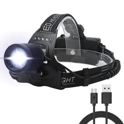 China High Power Zoomable Headlight XHP50 LM LED 2000 Zoomable Rechargeable Headlight USB Charging Long Distance IPX6 Waterproof Lighting Head Torch for sale