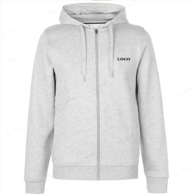 China Custom Anti-Wrinkle Full Zip Tie Embroider Regular Fit Mens Hooded Sweatshirts Long Sleeves Drawstring Lightweight Mens Cotton Hoodies for sale