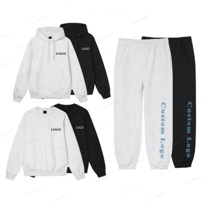 China Brand Fashion Sweatshirts Supplier Customized Soft Hoodie Set Logo Embroidery Anti-wrinkle Unisex Loose Fit Simple Tracksuit Men for sale