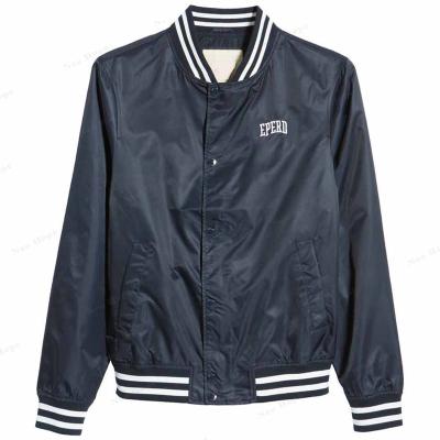 China Custom Embroidered QUICK DRY Classic Nylon Casual Jacket 100% Logo Unisex Jacket Vintage Plain Blank Streetwear College Baseball Jacket For Men for sale