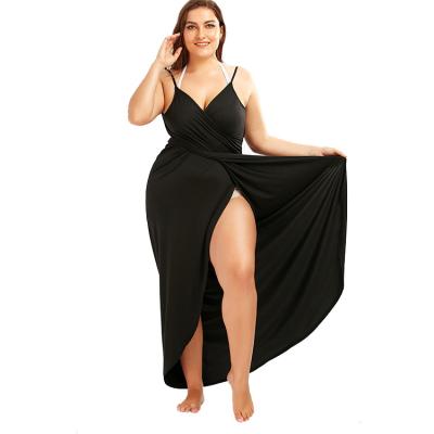 China 2023 Breathable New Design Irregular Plus Size Fashion Women Dress Polyester Deep V Slip Beach Bikini Cover Up Bikini Dresses for sale