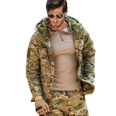 China Men's Breathable Outdoor Camouflage Lattice Jacket Hoody Softshell Coat Waterproof Winter Outwear Tactical Jacket for sale