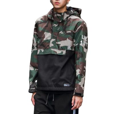 China Custom Print High Quality Custom Made High Quality Camouflage Anorak Waterproof Wholesale Hot Sale Men's Hooded Pullover Jacket for sale