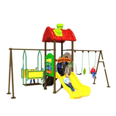 China Plastic Popular Outdoor Playground Kindergarten Small Play Equipment With Swing for sale