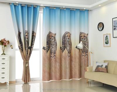 China Blackout black grassland leopard curtain curtain silk single-sided digital printing shade does not fade foreign trade export source for sale