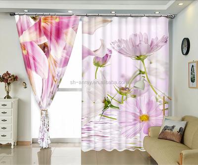 China 3d Printing Five Star Digital Curtain Lily Rose Curtain Blackout Hotel Digital Printing Fabric for sale