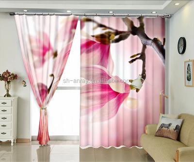 China Blackout Pink Peach Curtain Digital Printing Shading 3d Drapes for sale