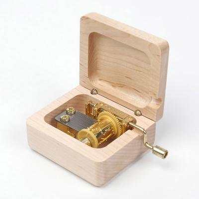 China Wood Custom Design Hand Cranked Wooden Rectangle Music Box Music Box for sale