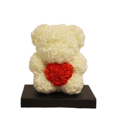 China Pe 2022 Most Popular Diamond Bear Artificial Rose Flower Bear With Gift for sale