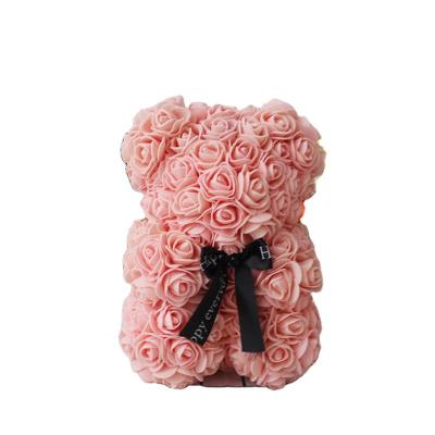 China PE Christmas Gift Rose Bear Gift Flower Teddy Bear with Rose Realistic Rose Bear 25cm for sale