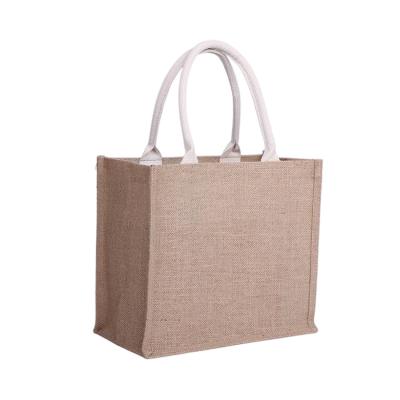 China Handled Jute Beach Tote For Women , Reusable Grocery Bag With Handle for sale