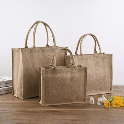 China Handled Jute Tote Bags Bulk Eco-Friendly Reusable Large Capacity Domestic Market Shopping Packaging For Woman Ladies for sale