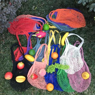 China Fruit Net Bag Hand Supermarket Cotton Beach Handled Narrow Net For Shopping Bag for sale