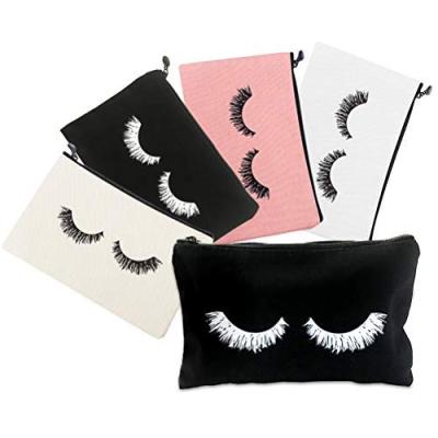 China Fashion Travel Daily Necessary Canvas Cosmetic Pouches Custom Bag Makeup Eyelash for sale