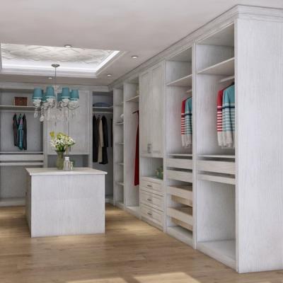 China Leminate Corner Walk In Wardrobe Furniture Off White for sale