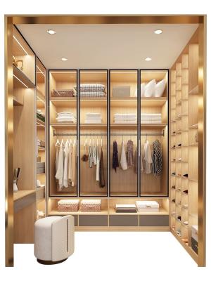 China OEM Sliding door Modern Walk In Wardrobe Solutions Walnut Style for sale