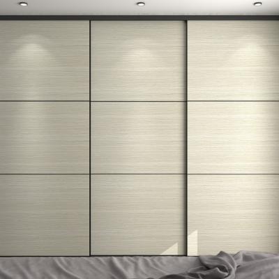 China Custom Fitted Sliding Door Wardrobe Wooden Walnut For Master Bedroom for sale