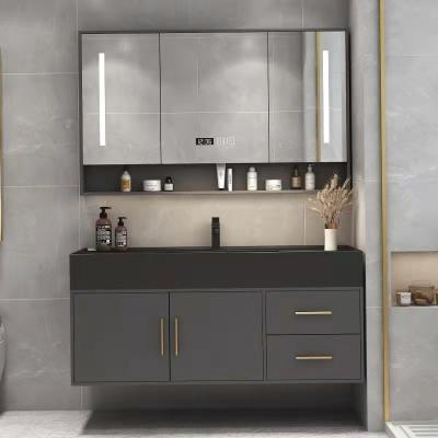 China Melamine Countertop Painted Bathroom Cabinets Wall Hung Vanity Unit for sale