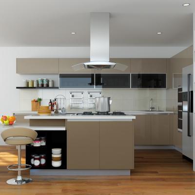 China Free Design Modular Kitchen Furniture Modern Black Kitchen Cabinets Wooden for sale