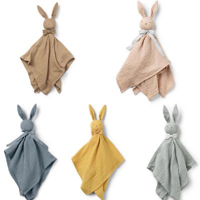 China 2022 Soft Toy Organic Cotton Muslin Security Blanket Baby Comforter Rabbit Teething Gift Sets 2022 Lovely For Newborn Teether for sale