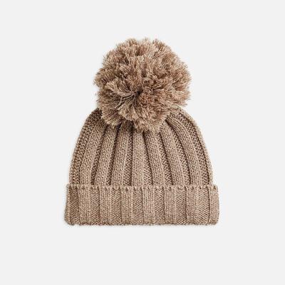 China Eco-friendly super soft warm organic cotton newborn baby beanie knitted pompom knit hats for winter season for sale