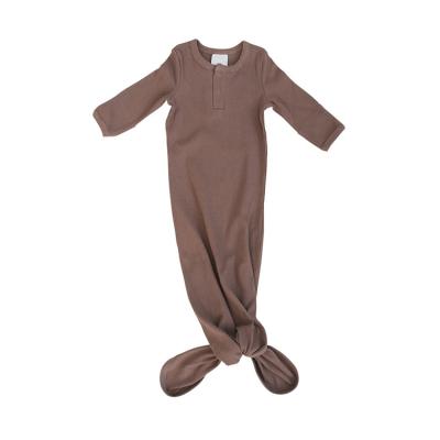 China Amazon Selling Breathable Warm Newborn Baby Sleep Dress Unisex Stretch Ribbed Cotton Tied Dress for sale