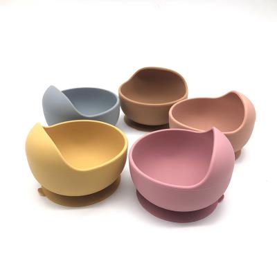 China BPA Free Safe and Eco Friendly Solid Color Silicone Suction Baby Bowl and Spoon Kids Utensils for sale