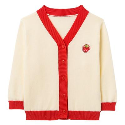 China Embroidery Autumn New Arrival Hot Sale Cotton Baby Strawberry Embroidered Cardigan for sale