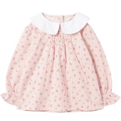 China New Design Girls Breathable Kids Spring And Autumn Comfortable Floral Ruched Shirt for sale