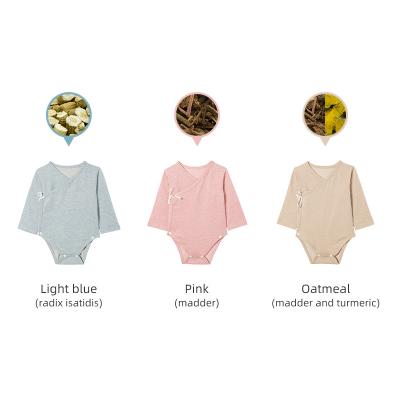 China Eco Friendly Factory Eco-Friendly Dyeing Custom Logo Organic Cotton Baby Onesie Newborn Baby Bodysuit Clothing for sale