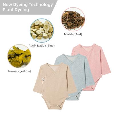 China New Technique Eco-friendly Dyeing Factory Dyeing Eco-Friendly Organic Cotton Baby Jumpsuit Clothes Simple Newborn Baby Romper for sale