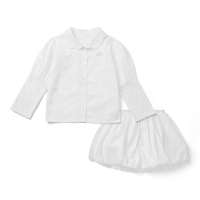 China Breathable Embroidery Breathable Sleeve Baby Clothes Cotton Shirt Skirt Newborn Sets for sale