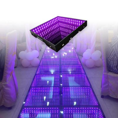 China Hotel infinity glass color changing luminous china light up portable mirror magnet wedding dancefloor 3d led dance floor for sale for sale