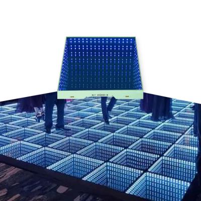 China Stage High Gloss White Wedding Party Used Infinity 3d Nightclub Led Mirror Dance Floor Commercial Colorful Tiles for sale