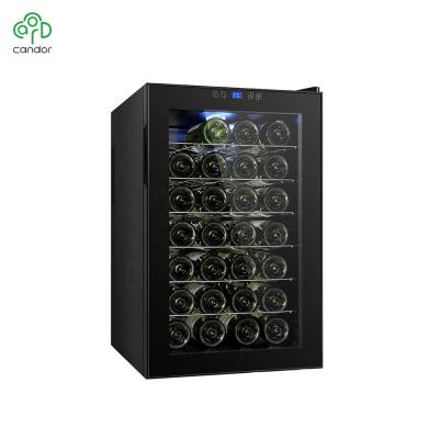 China Commercial Custom Refrigerated Wine Cabinets Wine Cellar Storage 80L 28 Bottles Glass Door for sale