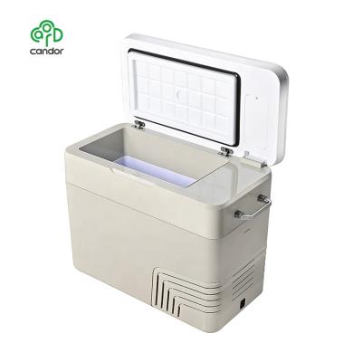 China ABS franchise quality custom made low temperature 25L portable car mini fridge new product for camping for sale