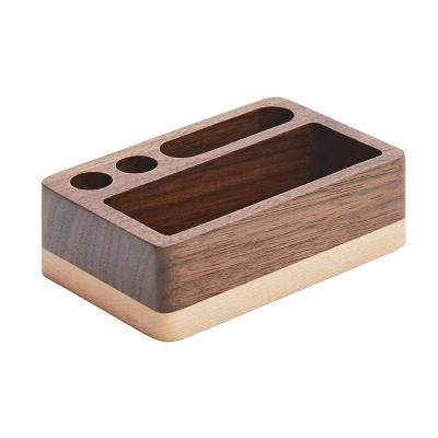 China Europe Business Card Holder For Office Black Walnut Multi Functional Wooden Business Card Display Holder for sale