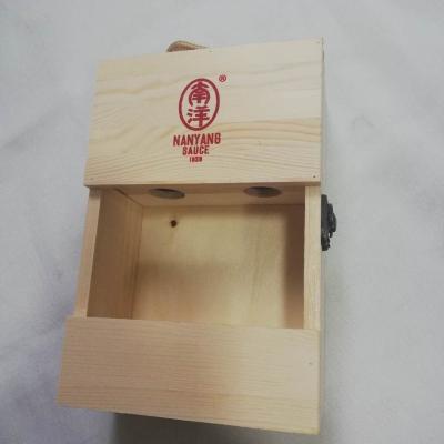 China New Handmade Classic Custom Size And Logo Wooden Box Packaging For Wine Or Oil Two Bottle Glass Packaging for sale