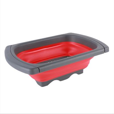 China Hot Selling Vegetable Washing Fruit Floding Strainer Home Restaurant Kitchen Drain Basket Rectangle Collapsible Storage Basket for sale