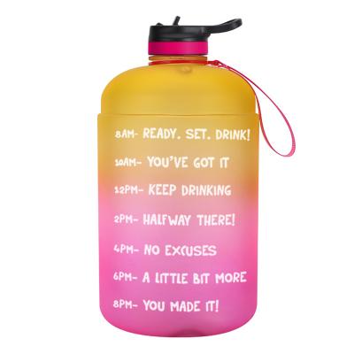 China hotsale gradient color fitness sports motivational water bottle 3780ML large capacity with time marker QY-S8652 for sale